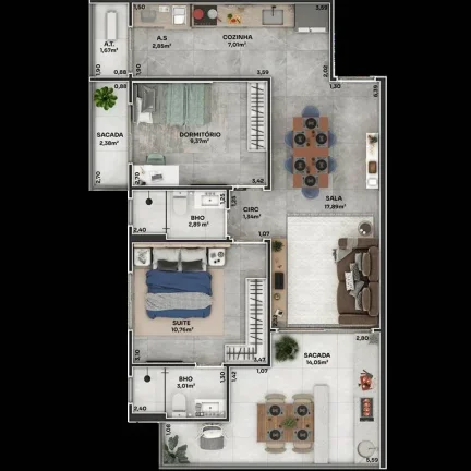 Imagem APARTAMENTO COM 81.57 m² - BOQUEIRAO - PRAIA GRANDE SP