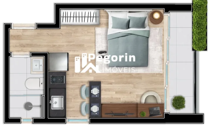 Imagem Apartamento à venda em Curitiba, Centro, com 1 quarto, 17,00m²
