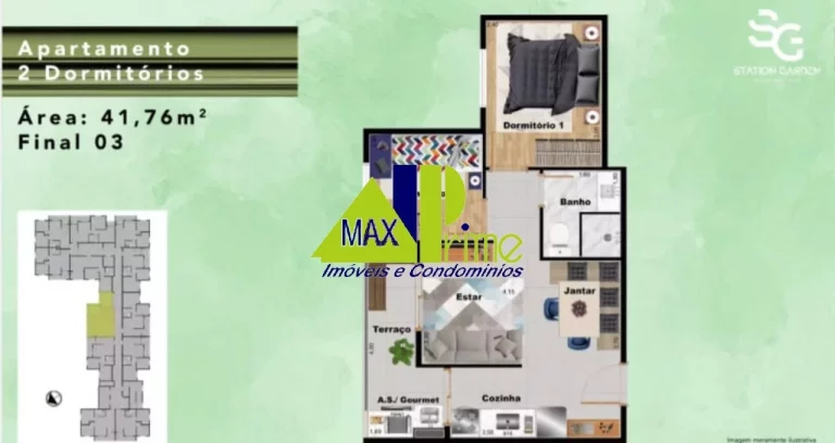Imagem APARTAMENTO 42M²/02 DORMITÓRIOS/SACADA/01 VAGA/