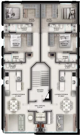 Imagem Apartamento na planta com 2 suítes e 1 vaga de garagem em Camboriú
