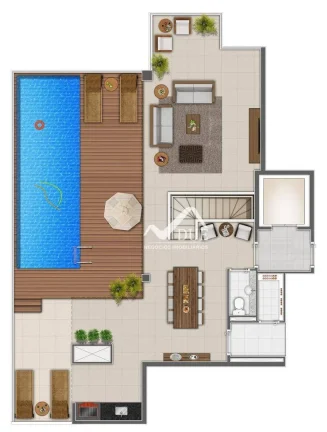 Imagem Cobertura com elevador interno, 3 suítes, 3 vagas, 33o andar à venda, 343 m² por R$ 3.700.000 - Gonzaga - Santos/SP