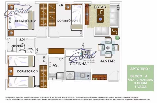Imagem Apartamento com 3 quartos à venda, 55 m² Vila São Joaquim - Cotia/SP