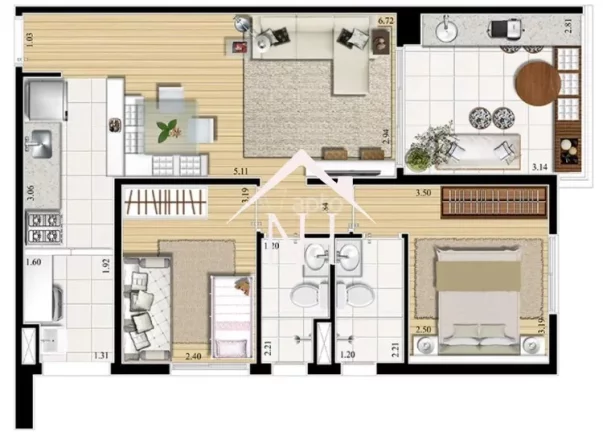 Imagem Apartamento de 67m c/2 dormitórios (1 suíte),1 vaga, terraço gourmet, solarium, sauna, quadra, playground, piscinas, pet place, fitness, churrasqueira