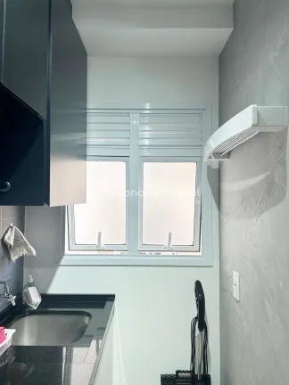 Imagem Studio moderno, acabamento impecável, com 42 m², mobiliado com 1 dormitório, suíte, sala integra...