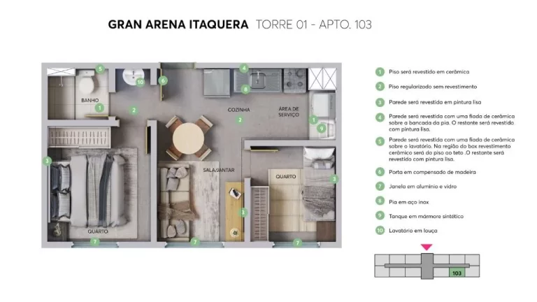 Imagem Apartamento com 2 dormitórios à venda, por R$ 280.000 - Ao lado da ARENA do CORINTHIANS