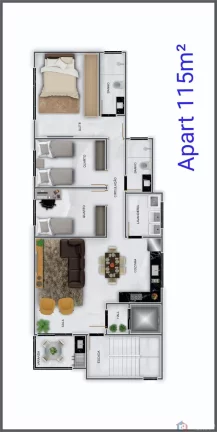 Imagem Apartamento Alto Padrão à Venda - 115 m², 3 Quartos e Suíte | 3º Andar - Jardim Centro