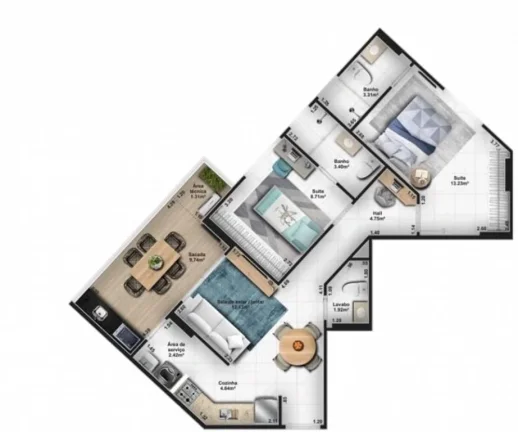 Imagem APARTAMENTO COM 73.69 m² - GUILHERMINA - PRAIA GRANDE SP