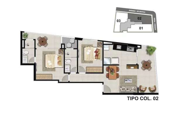 Imagem Apartamento Alto Padrão, 02 Quartos, 01 Suite, 01 Vaga de Garagem, Area de Lazer Completa, Praia do Morro, Guarapari - ES