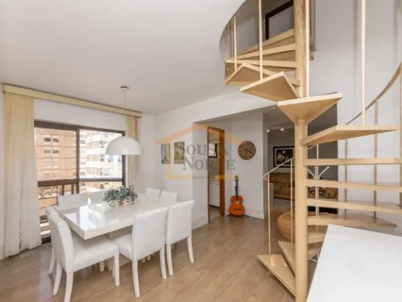 Imagem Apartamento duplex com 90 m², 2 dormitórios, sendo 2 suítes (ambas com sacada), 3 banheiros. Loca...
