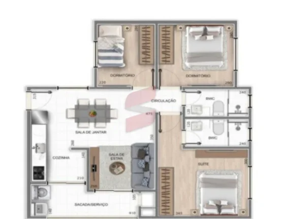 Imagem APARTAMENTO com 2 dormitórios à venda com 80.25m² por R$ 390.000,00 no bairro Estância Pinhais - PINHAIS / PR