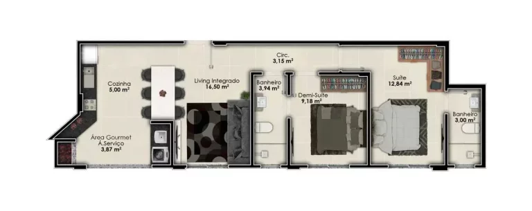 Imagem Apartamento com 2 dormitórios sendo 1 suíte e 1 vaga de garagem, Porto Belo/SC