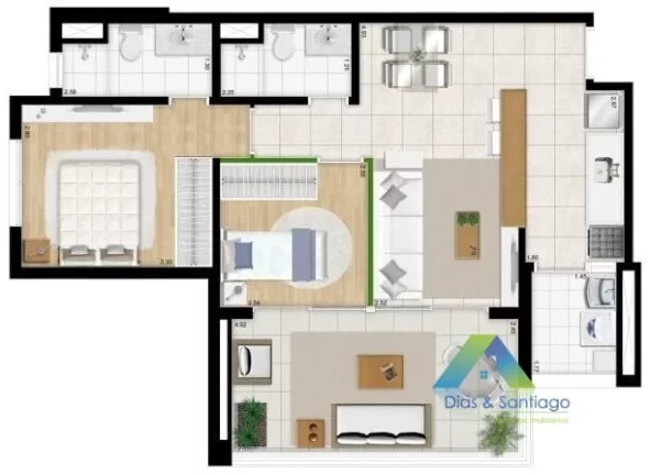 Imagem Apartamento com 72m² em andar alto e vista livre com 2 vagas de garagem coberta em localização privilegiada em área nobre na região do Tatuapé