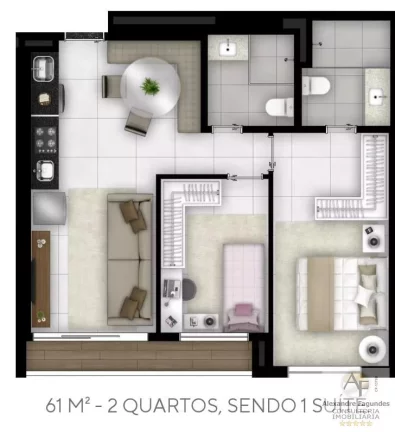 Imagem Apartamento para Venda em Goiânia, SETOR BUENO, 2 dormitórios, 1 suíte, 2 banheiros, 1 vaga