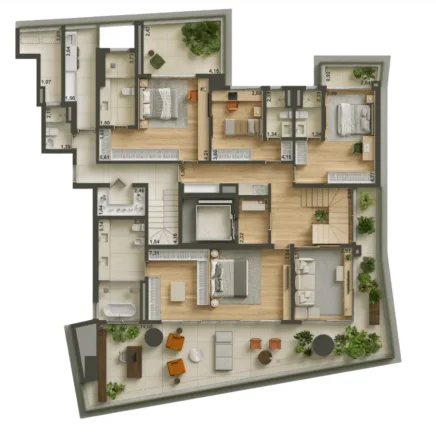 Imagem Apartamento Garden com 323m2, 4 suítes e 4 vagas, à venda em São Paulo, Brooklin
