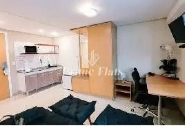 Imagem Flat disponível para locação no Hotel Bienal Suítes, com 28m², 1 dormitório e 1 vaga