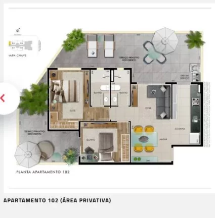 Imagem apartamento 2 quartos suite 1 vaga elevador