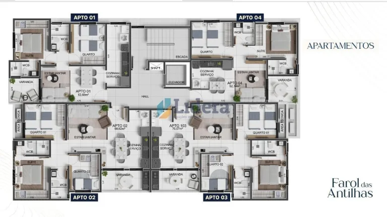 Imagem Apto - 3 Quartos - 1 Suíte - 53,68m² - Intermares, Cabedelo/PB