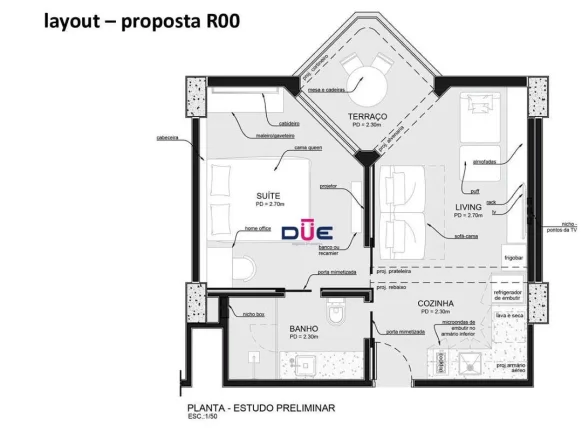 Imagem Apartamento tipo Loft 1 dormitório à venda, 55 m² por R$ 695.000 - Boqueirão - Santos/SP