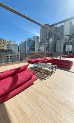 Imagem Apto Studio 27,61m², 1 dormitório, banheiro, sacada, Vidros antirruído, porta com senha eletrôni...