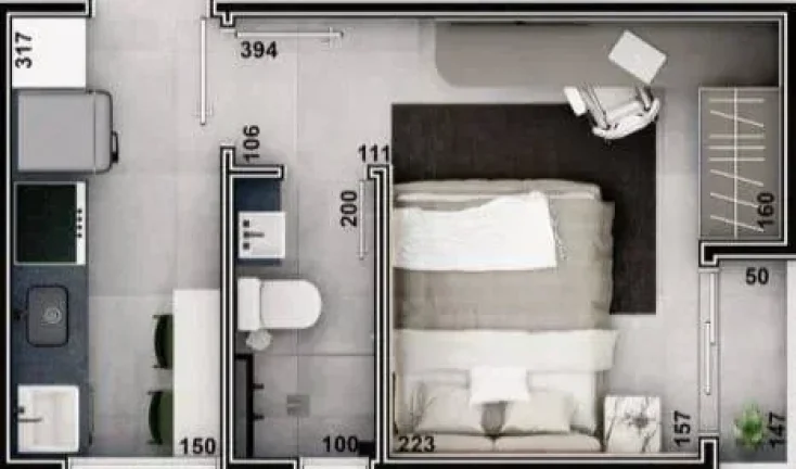 Imagem Studio à venda, no Collegiate Varginha/MG, em Varginha, Santa Luiza, com 1 quarto, 22,74m2