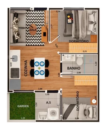 Imagem Apartamento à venda em São Paulo-SP, Vila Nhocune: 2 quartos, 1 banheiro, 40,00 m² - Condomínio Domo Rubi - Minha Casa Minha Vida.