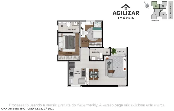 Imagem Apartamento 02 Quartos sendo 01 Suíte - 402 - Santa Branca