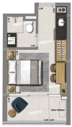 Imagem Apartamento Studio de Luxo à Venda em Condomínio Exclusivo em Perdizes