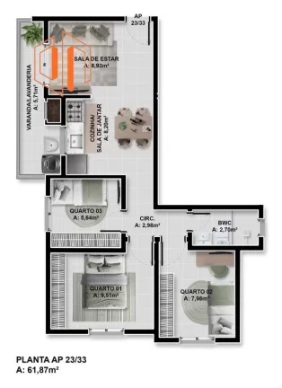 Imagem Apartamento para Venda em São José dos Pinhais, Santo Antônio, 3 dormitórios, 1 banheiro, 1 vaga