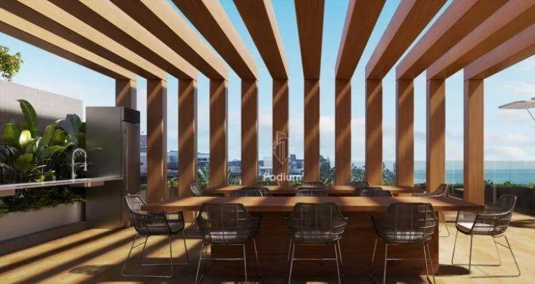Imagem Apartamento térreo com área privativa, pé na areia a beira mar da praia de Areia Dourada. -AP1568