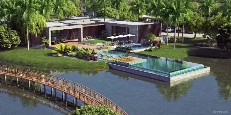 Imagem Proejto em andamento de um sobrado no Sense em um lote e meio beira lago