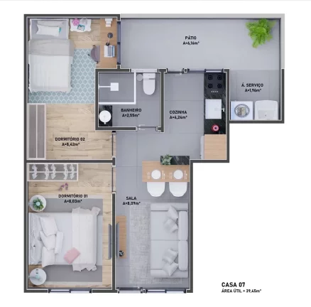 Imagem Sobrado de Condomínio com 2 dorms, Caiçara, Praia Grande - R$ 275 mil, Cod: 2254