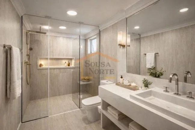 Imagem Sobrado com 230 m² de área útil, com 4 dormitórios, sendo 3 suítes, e 5 banheiros. Possui sala ...