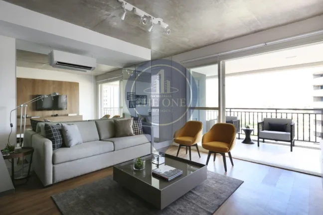 Imagem Apartamento para locação na Cidade Monções, São Paulo-SP: 1 quarto, 2 salas, 1 banheiro, 1 vaga de garagem, 70m²