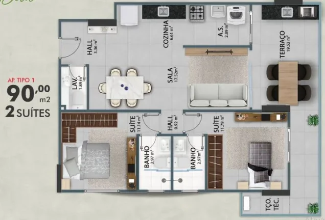 Imagem Apartamento com 2 dormitórios à venda, 90 m² por R$ 788.340,31 - Vila Guilhermina - Praia Grande/SP