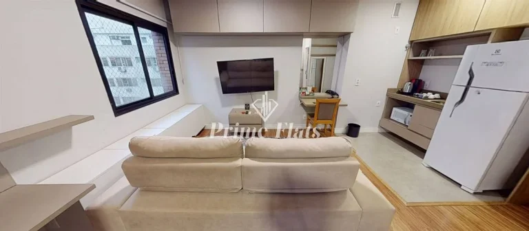 Imagem Flat disponível para venda no Hotel Hampton Park, com 31m², 1 dormitório e 1 vaga