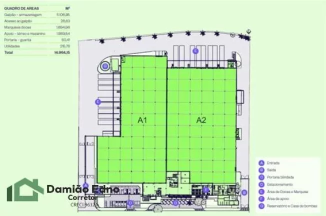 Imagem Galpão com 14.964,15m² de área  logísticas/industriais e armazenagem;
