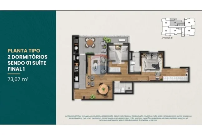 Imagem Apartamento na Planta 2 e 3 Dormitórios com Suíte no Campolim – Essência Campolim