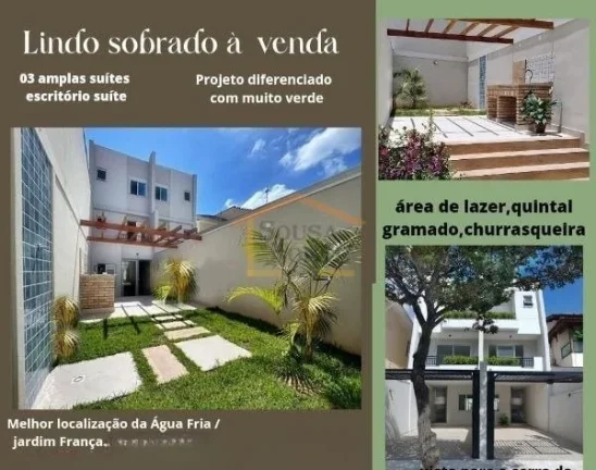 Imagem Sobrado novo, 3 suítes com sacada, escritório, sala de estar com sacada, hall de entrada, lavabo, ...
