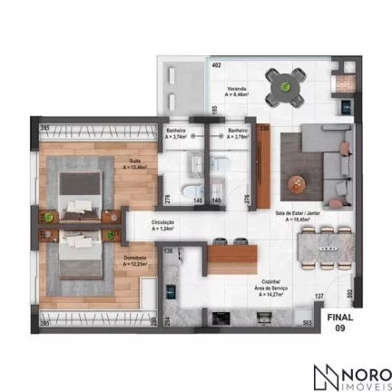 Apartamento de 2 dormitórios, 2 vagas de garagem, perto da UFN.