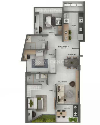 Imagem Apto - 3 Quartos - 1 Suíte - 88.25m² - Jardim Cidade Universitária, João Pessoa/PB