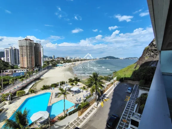 Imagem Apartamento com vista para o mar e lazer, 3 quartos com suíte e 2 vagas na Pitangueiras, Guarujá-SP - 165m² de área.