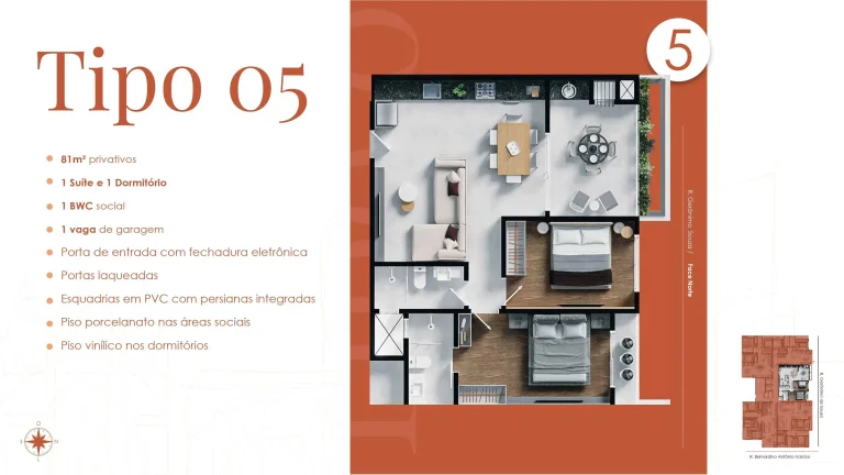 Imagem Apartamento com 2 dormitórios sendo 1 suíte a menos de 200m da praia de Gravatá Navegantes/SC