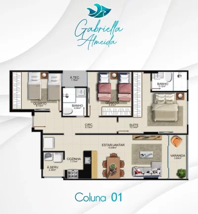 Imagem Apartamento Alto Padrão, 02 Suites, 01 Vaga de Garagem, Avenida Oceânica, Area de Lazer, Praia do Morro, Guarapari - ES