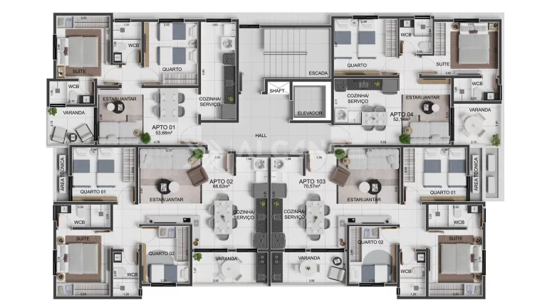 Imagem Apto - 3 Quartos - 1 Suíte - 52,14 m² - Intermares, Cabedelo/PB