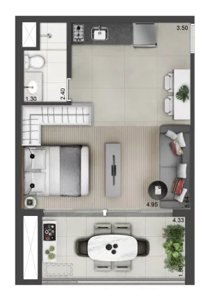 Imagem Studio 26m2, Com ou sem vaga de garagem