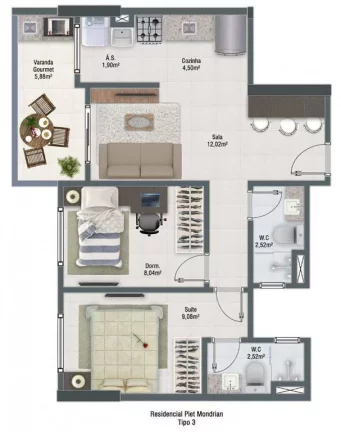 Imagem Apartamento com 2 dorms, Guilhermina, Praia Grande - R$ 420 mil, Cod: 136