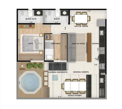 Imagem Apartamento à venda no Jardim, Santo André-SP: 2 quartos, 1 suíte, 2 banheiros, 1 vaga de garagem, 50m² - Condomínio Move Jardim.