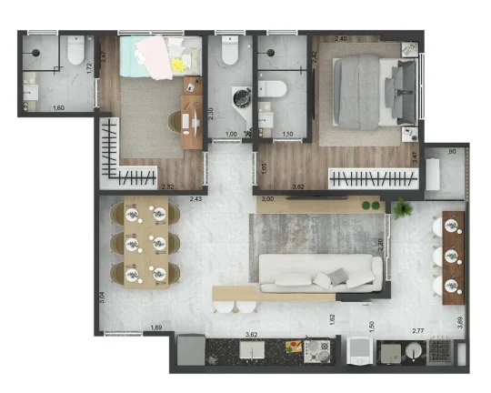 Imagem APARTAMENTO COM 63.81 m² - GUILHERMINA - PRAIA GRANDE SP