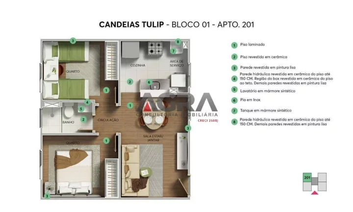 Imagem AGRA Imobiliária vende Candeias Tulip. Apartamentos de 2 quartos