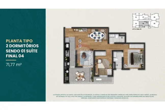 Imagem Apartamento na Planta 2 e 3 Dormitórios com Suíte no Campolim – Essência Campolim